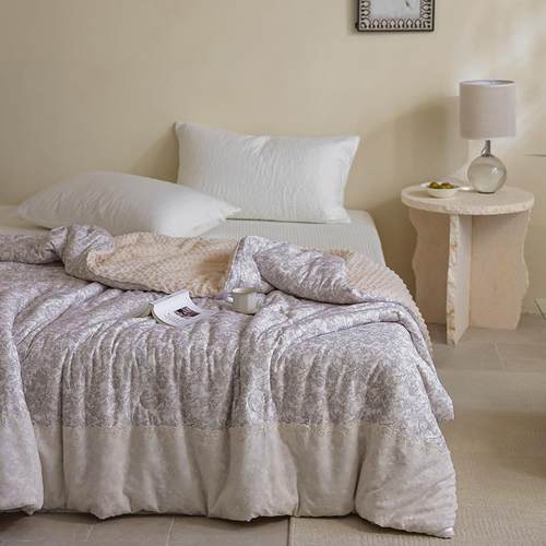 新款法式拼边针织棉夏被豆豆化纤被芯被子春秋被