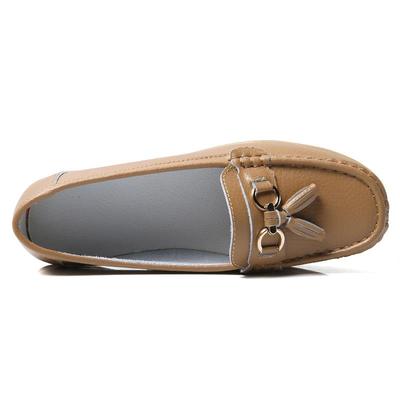 高档真软底豆豆鞋中女舒皮适低跟老年妈妈鞋大码平底单鞋休女式闲