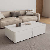 北欧现代简约白色长方形实木落地茶几电视柜组合小户型客厅家用