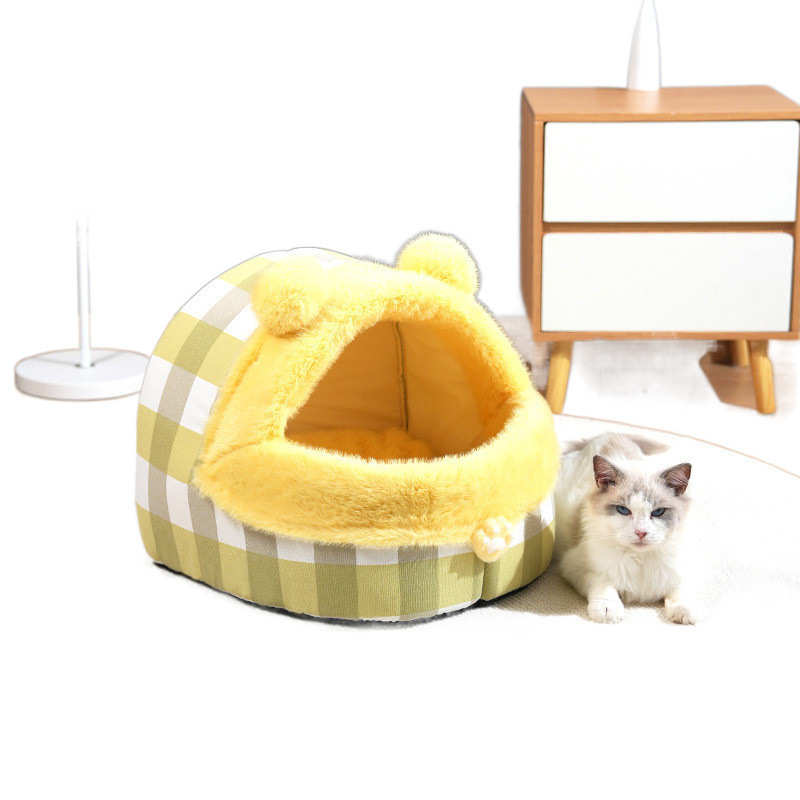 冬季红可爱 通用窝加厚 半闭式四季保暖网宠物用品狗窝猫猫窝清新