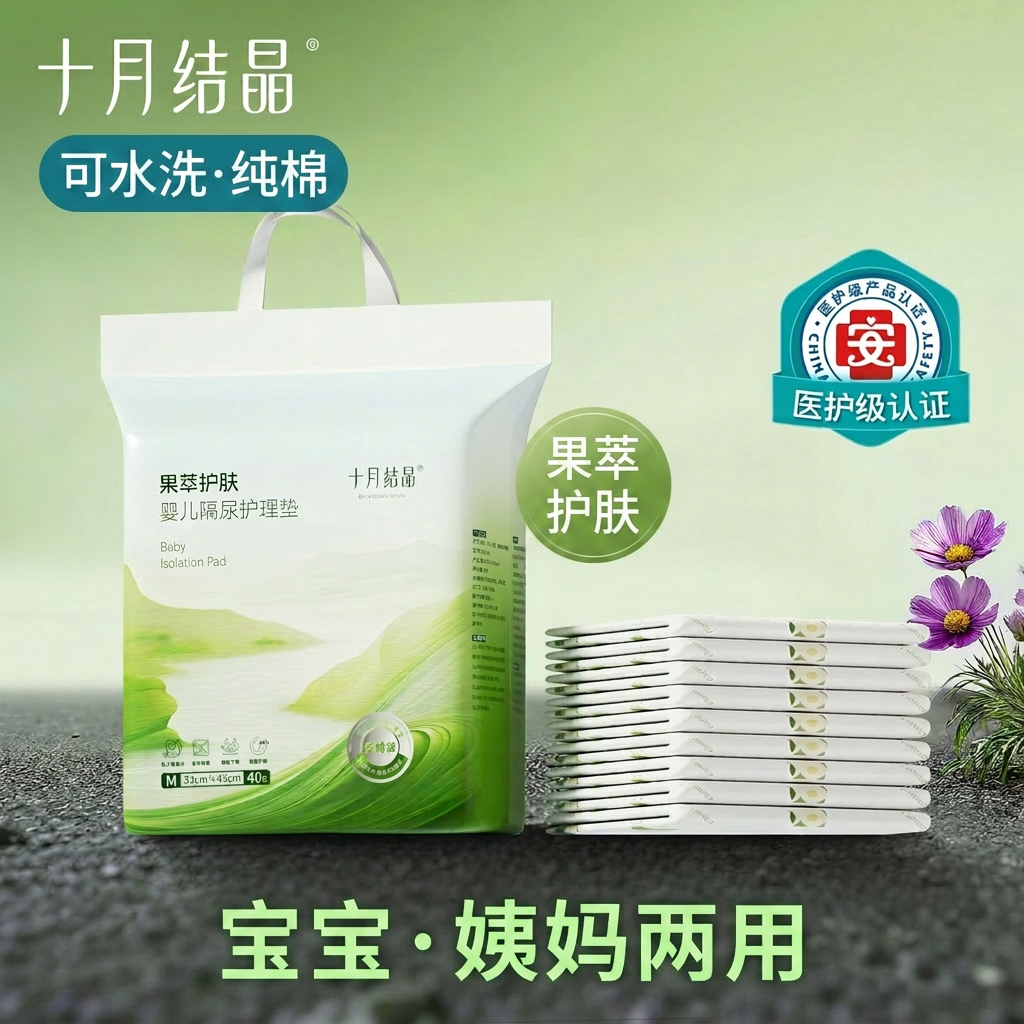 十月结晶星钻婴儿一次性隔尿垫防水透气果萃护肤宝宝护理垫姨妈垫