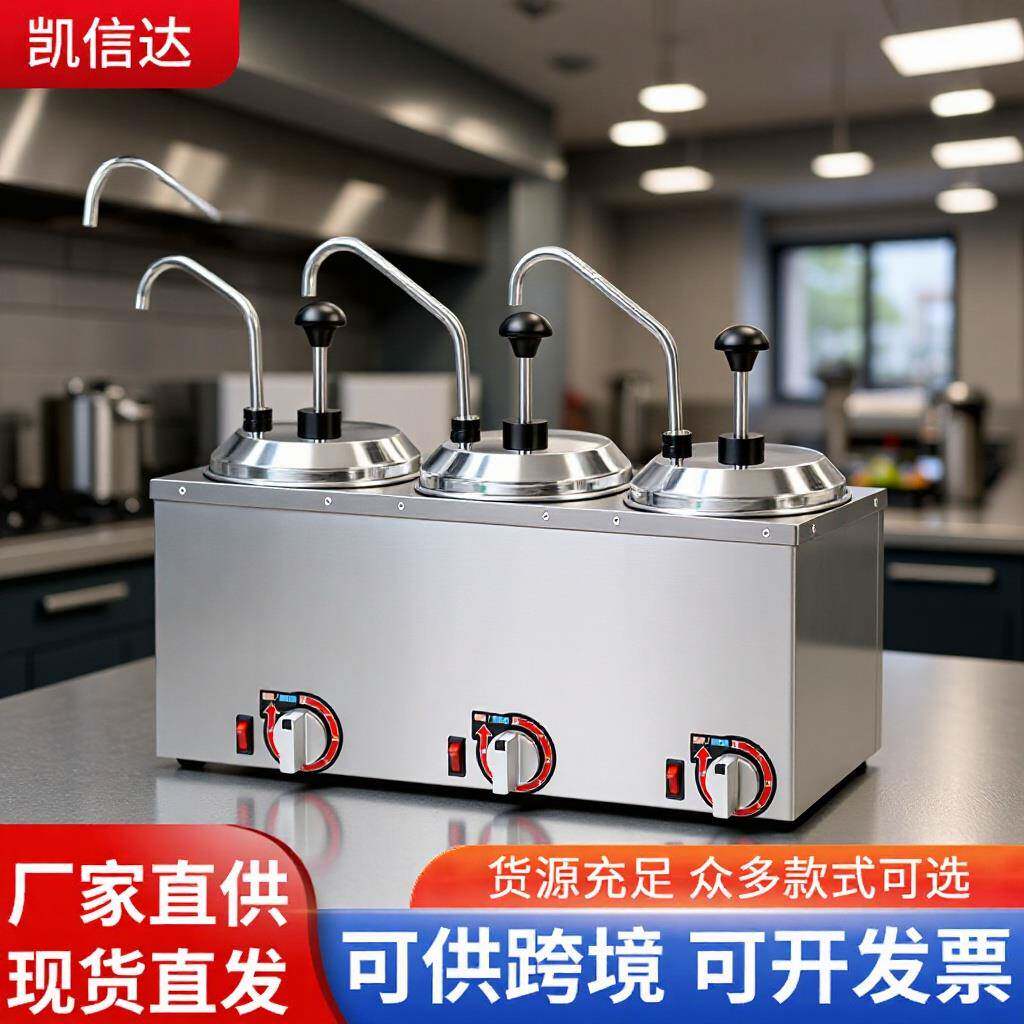 电热奶酪芝士机分配器单双三头不锈钢电热酱汁泵芝士保温加热分配