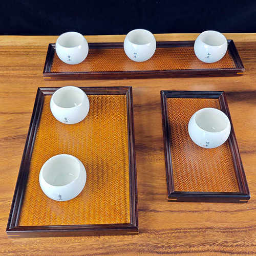 茶复古小号长方形茶盘台禅意茶具竹编茶点奉大收纳托盘席面竹制盘