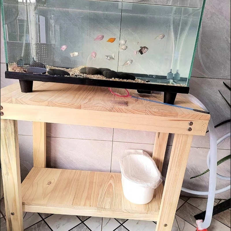 简易实木鱼缸架底座鱼缸底柜茶水架实木桌子底柜客厅双层鱼缸支架