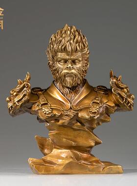 铜艺坊开悟孙悟空彩铜半身雕塑像摆件黑神话孙悟空铜雕工艺品摆件