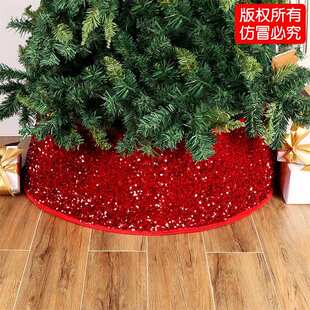 2024新品 饰新年节庆用品 红色珠片圣诞树裙 圣诞节亮片树裙派对装