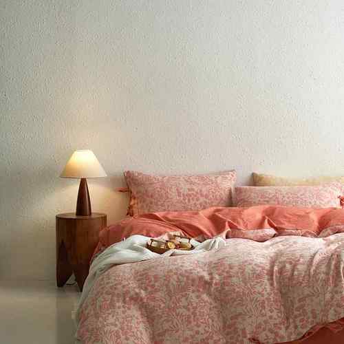 复古风A类母婴双层纱床上四件套100全棉纯棉床单被套秋冬棉纱床品