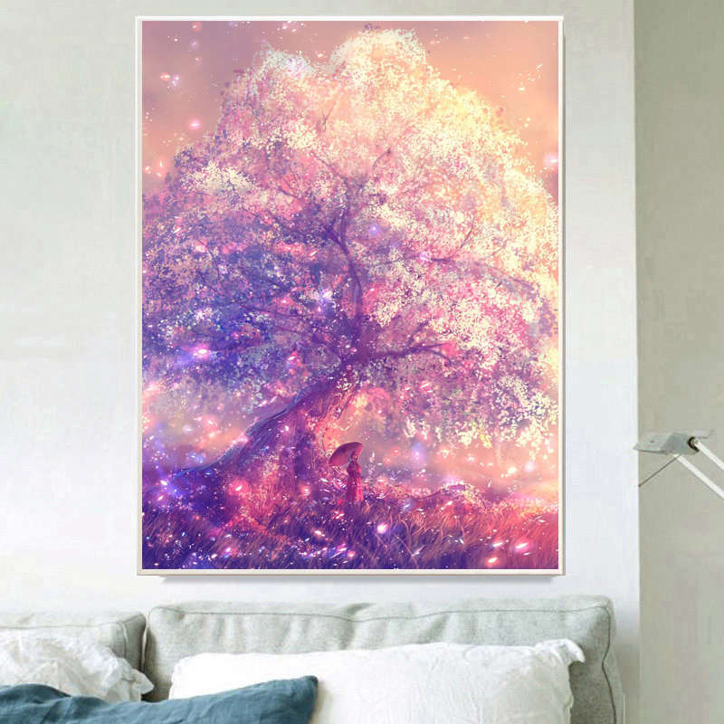 梦幻树风景钻石画满钻新款2025客厅卧室玄关现代简约5d贴钻十字绣