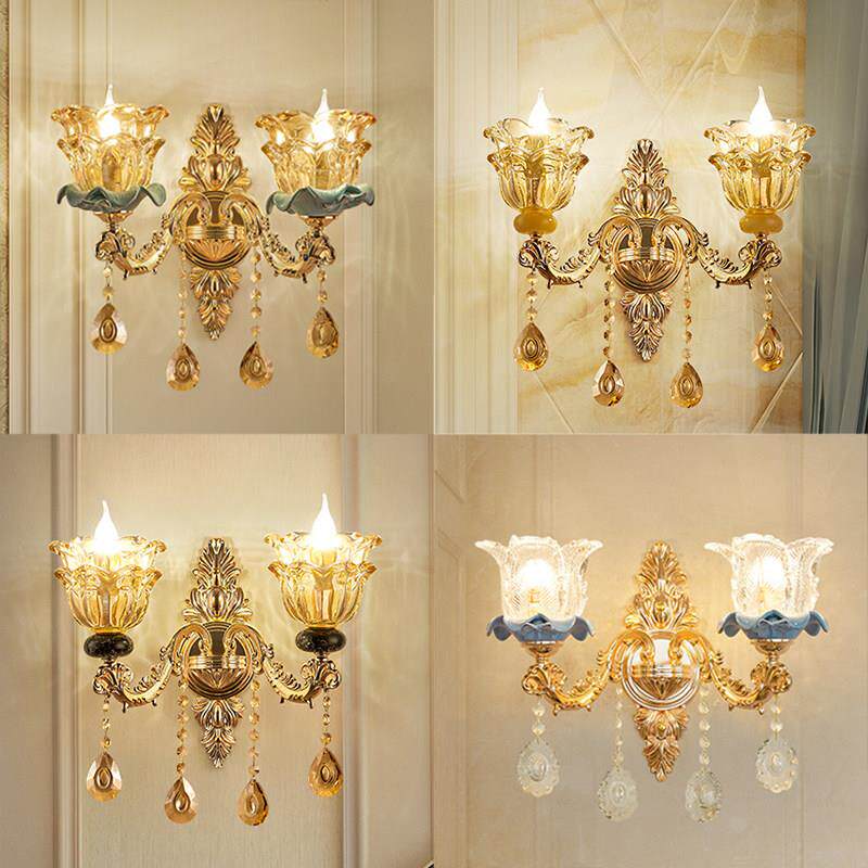 欧式壁灯床头墙灯电视背景墙水晶灯卧室过道楼梯墙奢华大气客厅灯