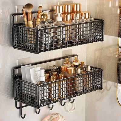 Wall-mounted bathroom storage rack, no-drill installation, s