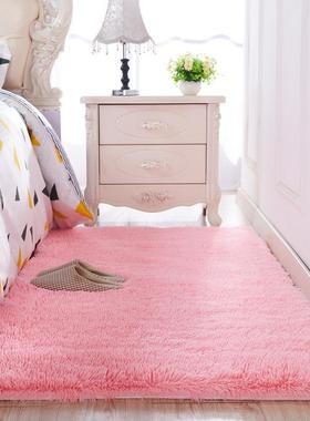 正品厚厚的毛绒沙发地卧室充满可公爱的粉红色主板房间家欧洲床毯