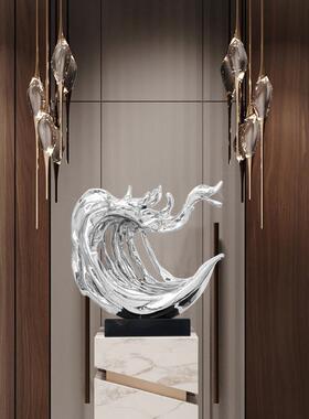 抽象水花摆件大型酒店现代客厅电视柜创意落地雕塑高端艺术品装置