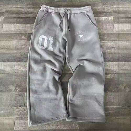 Letter Print Pocket Sweatpants Casual Comfy Loose Fit