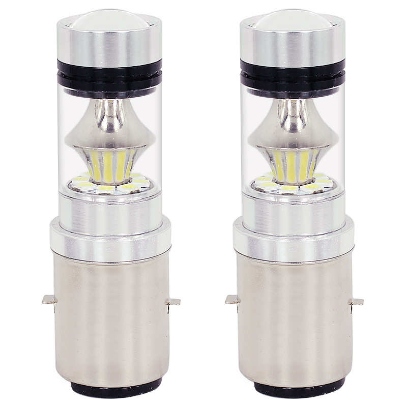 摩托车双爪通用大功率20LED前大灯 H6 BA20D高亮 电动车前照灯泡