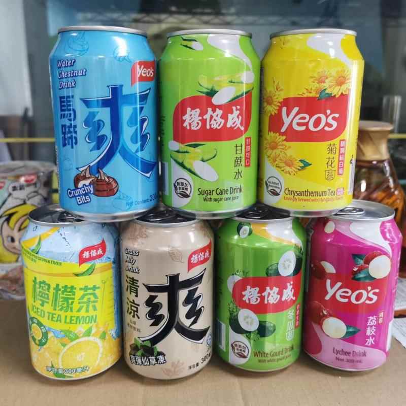 广东包邮香港进口yeo 's杨协成马蹄爽粒粒爽300ml*24罐整箱饮