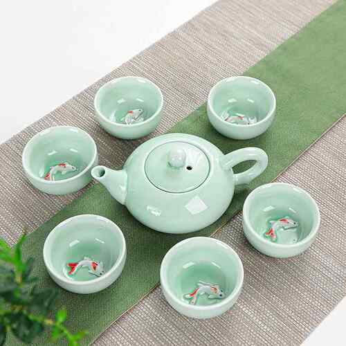 功夫茶具套装陶瓷茶具套餐小鱼杯便携旅行茶具节日开业随手礼品可