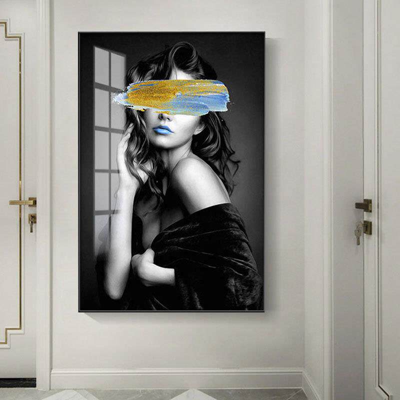 现代女过道装饰后画北欧关客厅玄楼梯咖啡厅挂美画竖版女B-754郎