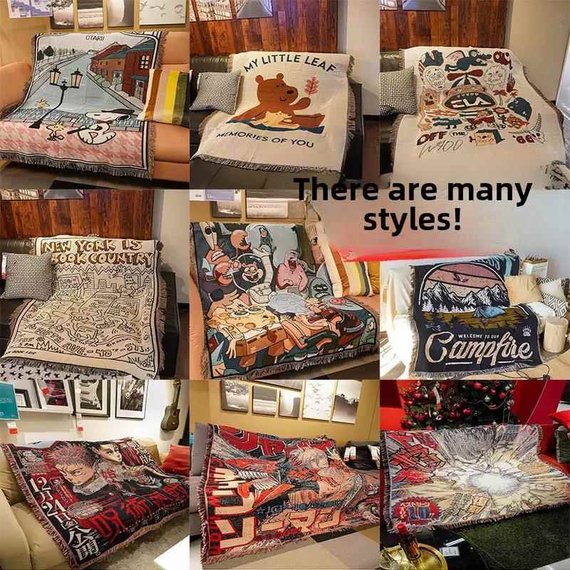 in美式露营风格毯子无障碍豪华风格房间卧室客厅棉毯沙发垫毛毯装