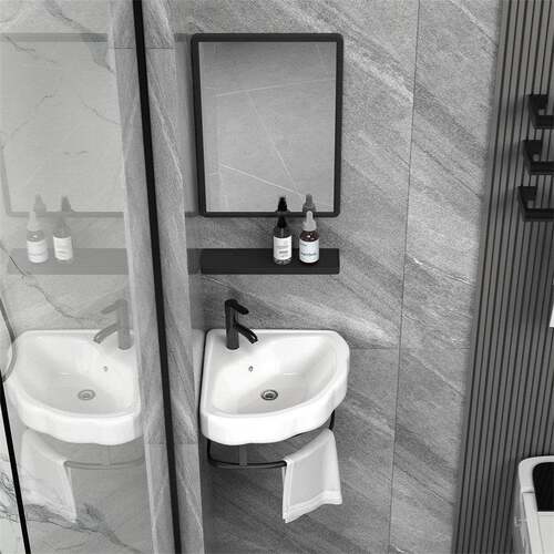 小户型三角形洗手盆转角洗脸盆太空铝浴室柜组合柜挂墙式洗漱台池