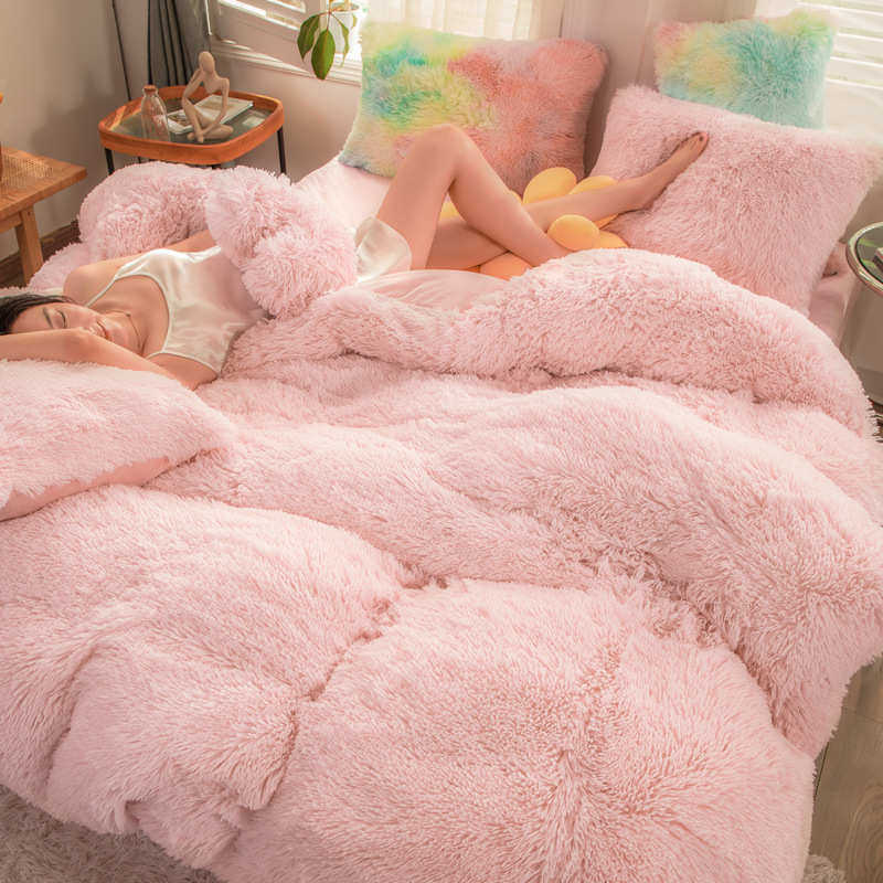 ins冬季加厚保暖水貂绒四件套云貂绒珊瑚水晶毛绒加绒被套床单笠4,床上用品,床品套件/四件套/多件套,淘宝优惠券,粉丝福利购,淘宝优惠卷