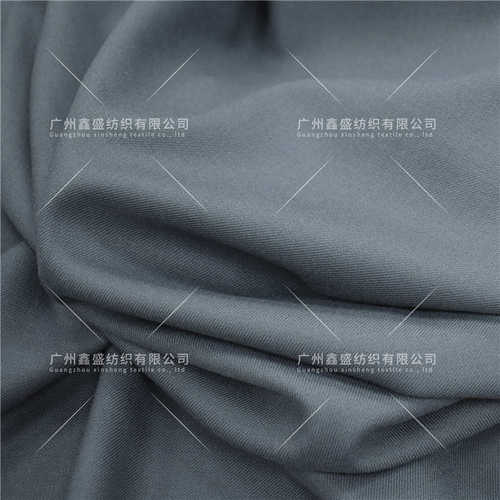 秋冬石灰蓝精纺斜纹毛涤粘双弹绒面哔叽时装套装面料W83486