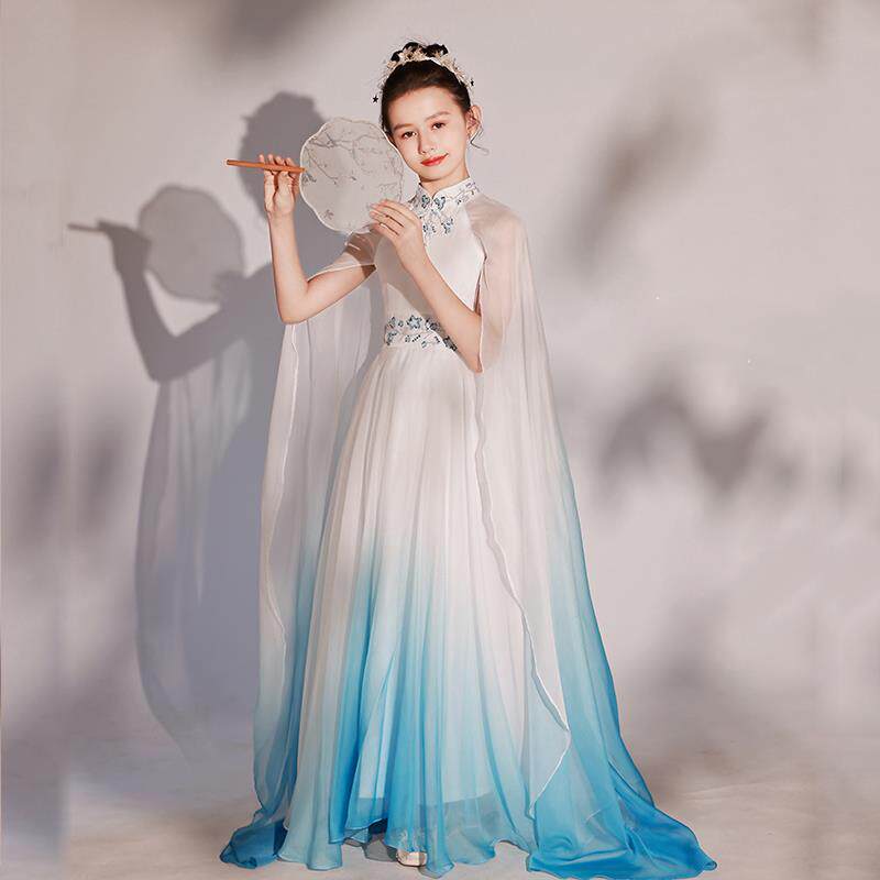 高档新走款女童礼服超模仙中国风弹古筝演出服超仙持特秀主表演服