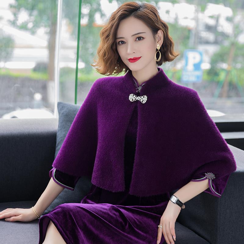 旗袍披肩女秋新款喜婆婆婚礼妈妈外搭时尚洋气斗篷外套0904ez