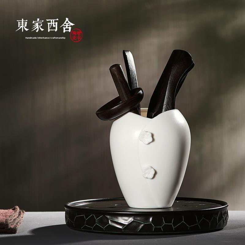 东家茶道六君子套装功夫茶道套装茶道六件套德化白瓷乌木实木茶艺