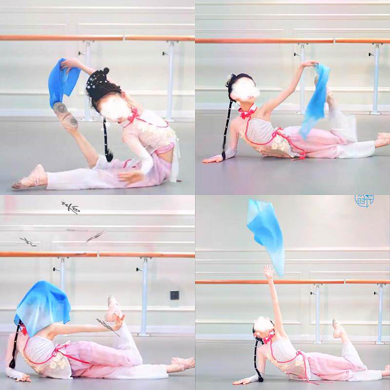 《扶春入梦》古典舞跳舞纱巾渐变舞蹈丝巾胶州秧歌手绢表演出道具