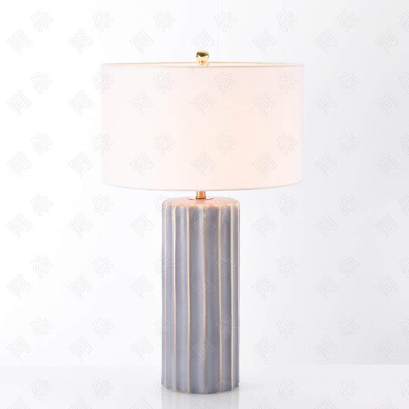 台灯卧室床头灯创意陶瓷美式现代简约个性地中海蓝色复古灯具522