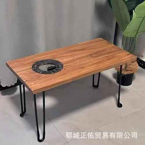 老榆木折叠茶桌新中式便携式露营围炉煮茶桌户外阳台实木茶台桌