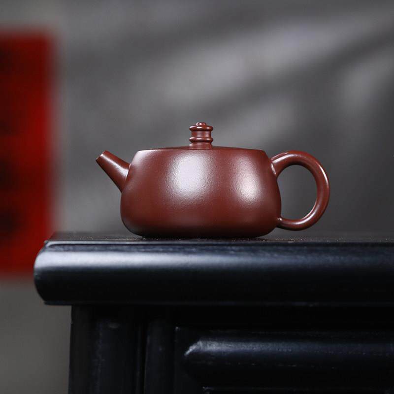 宜兴全纯手工紫砂壶紫朱泥大红袍球孔石瓢壶汉瓦壶家用泡茶壶茶具