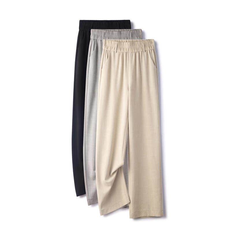潮牌阔腿裤女款2026夏季薄款新款时尚休闲高腰宽松棉麻直筒九分裤