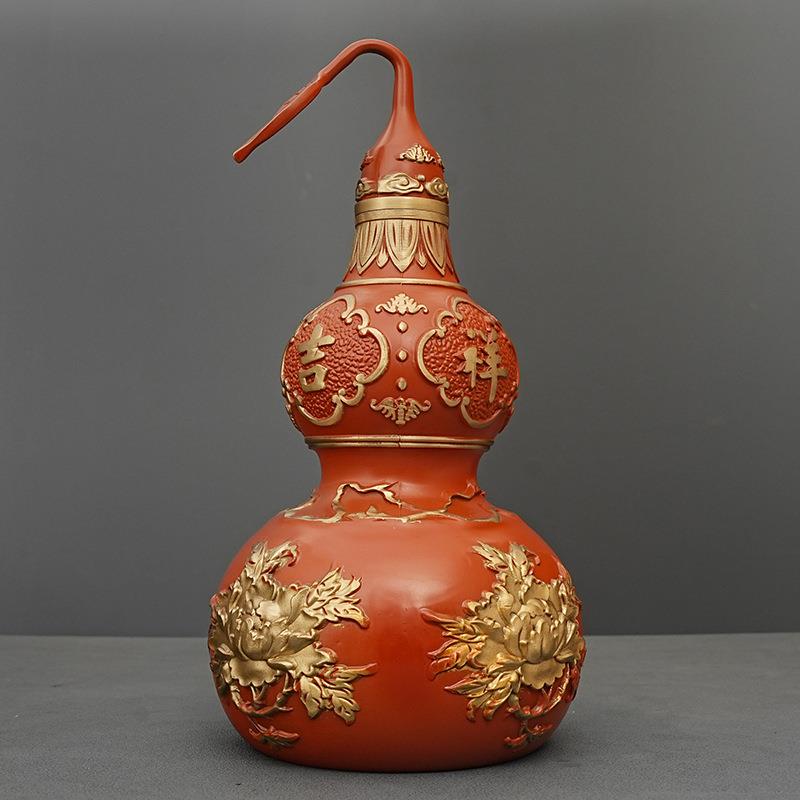 富贵牡丹铜制葫芦摆件开盖真品空心家居室内玄关装饰品工艺品摆件