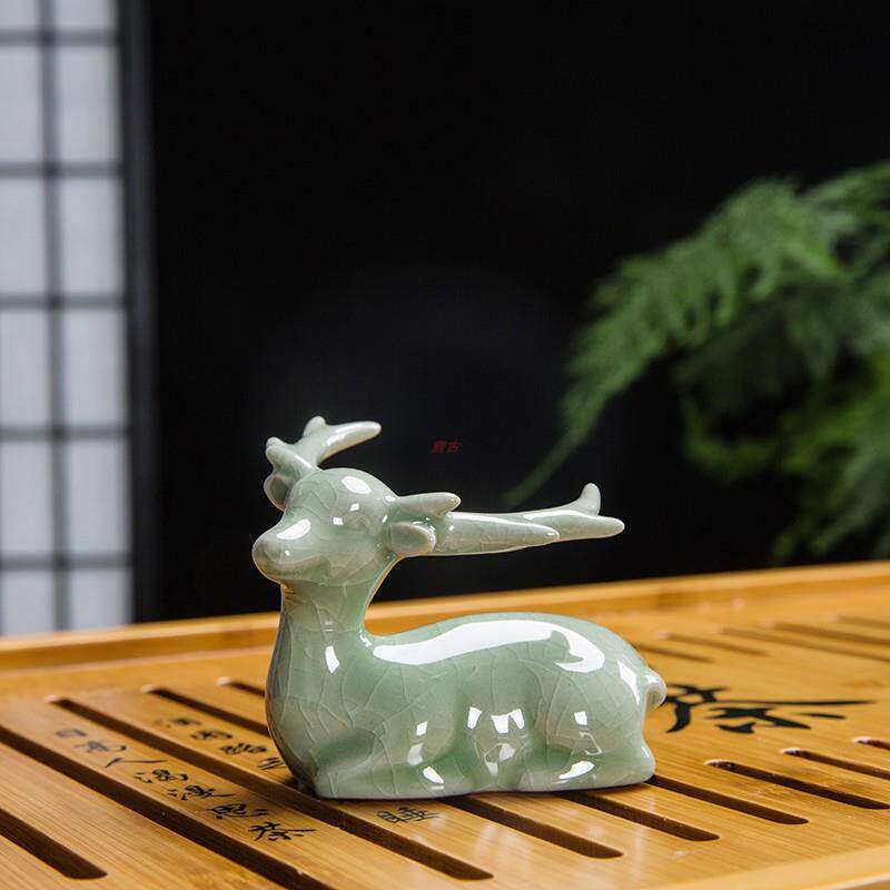 创意小鹿中式小摆件精品可养茶宠摆件家用茶桌装饰品摆件茶具装饰