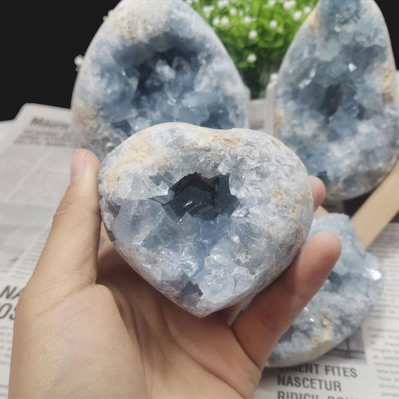 天然天青石摆件蓝晶洞晶簇水晶晶簇矿标蓝色矿物矿石跨境直播供货