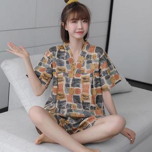 男家居睡衣儿童洗浴服桑拿服 汗蒸服女款 亚麻定制大码 情侣款 亲子装