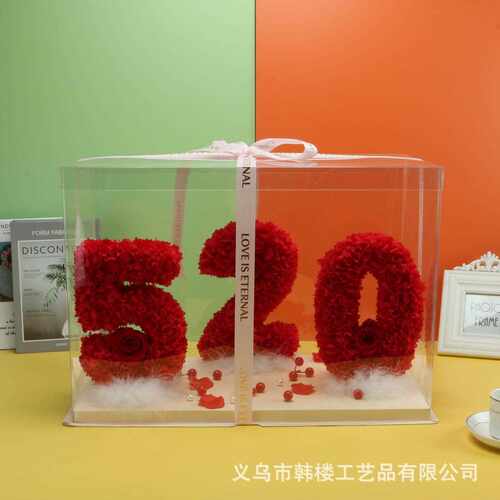 新款直销520礼物情人节永生花布艺绣球520玫瑰花礼盒香皂花创意生