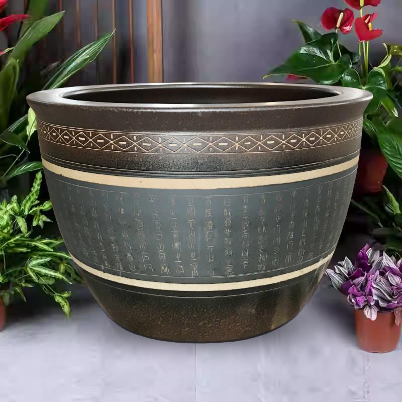 景德镇雕刻陶瓷鱼缸特大号仿古养鱼荷花盆睡莲缸庭院大缸花园水缸