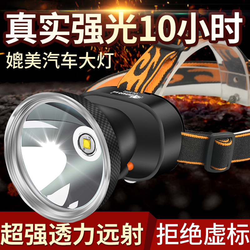 银诺强光头灯充电超亮头戴式手电筒led远射户外夜钓鱼远射矿灯