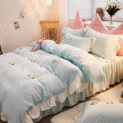 正品牛奶绒瑚法兰冬天韩套版加厚水晶绒床罩被套床裙绒床上四件珊