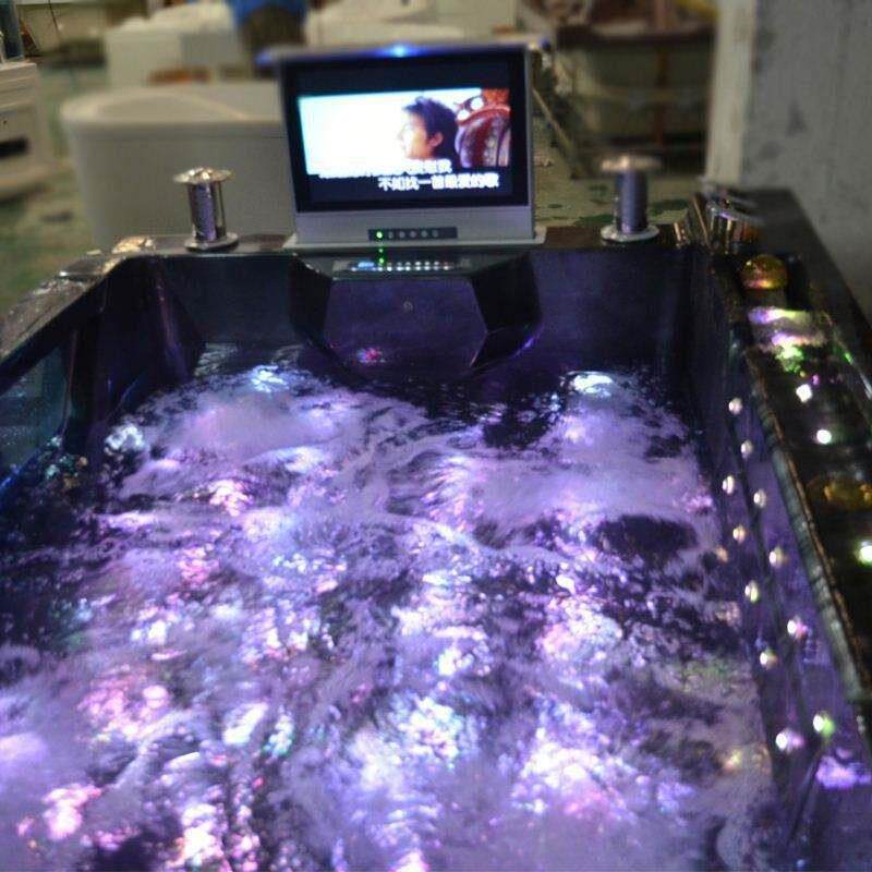 双人按摩浴缸黑色冲浪按摩恒温加热气泡亚克力massage bathtub
