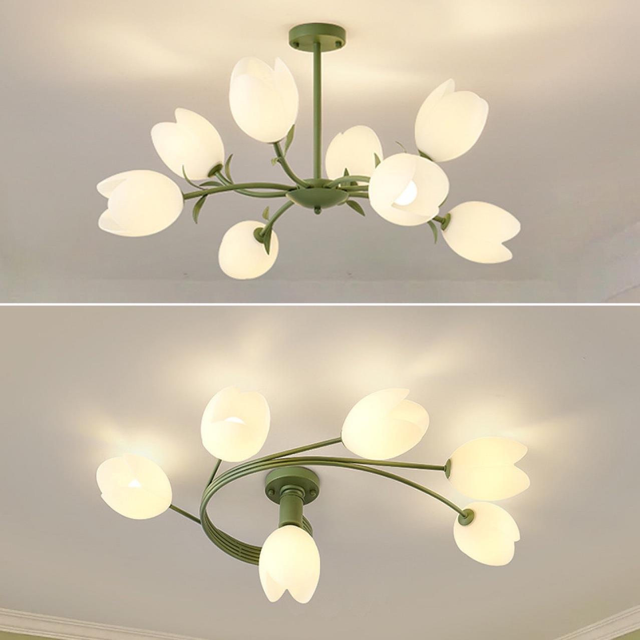 玉兰花苞房间客厅吊灯简约大气奶油风花朵主卧室餐厅郁金香吸顶灯