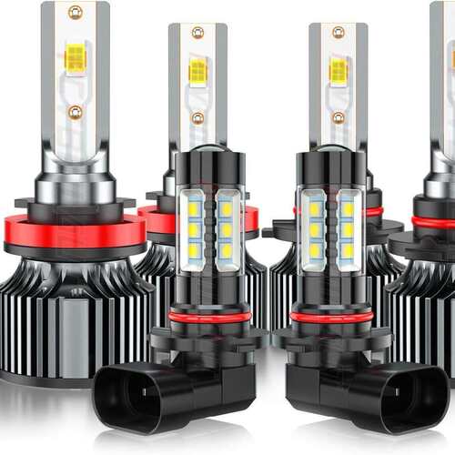 跨境大灯汽车LED大灯雾灯9005 9006 h11 CSP LED车灯套装白光