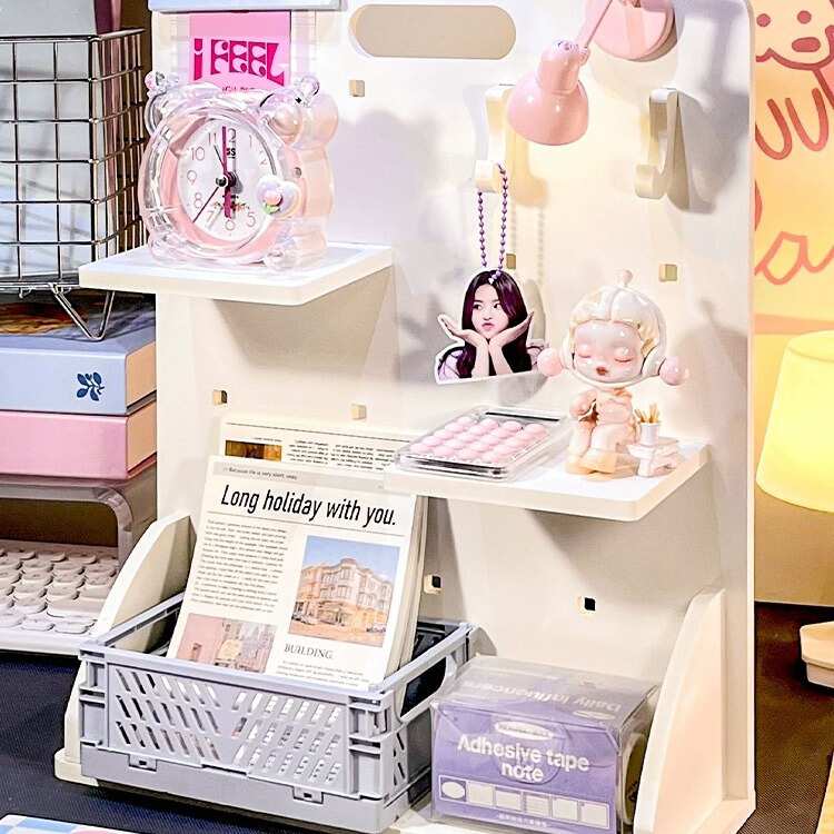 桌面洞洞板书本文具收纳神器小卡学生宿舍免打孔分层隔板小置物架