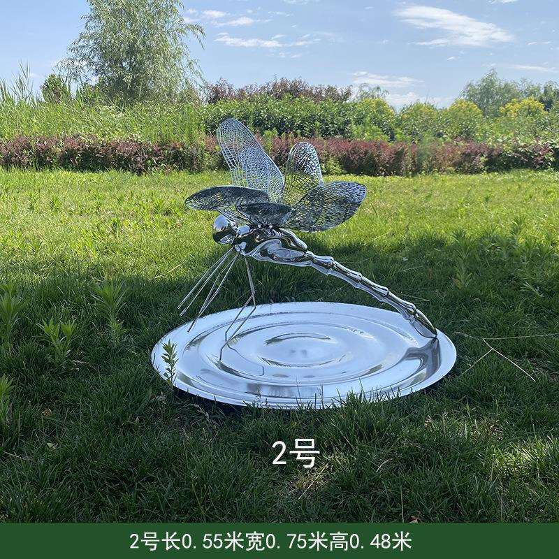 不锈钢蜻蜓金属雕塑房地产广场园林景观昆虫小品艺术户外落地摆件