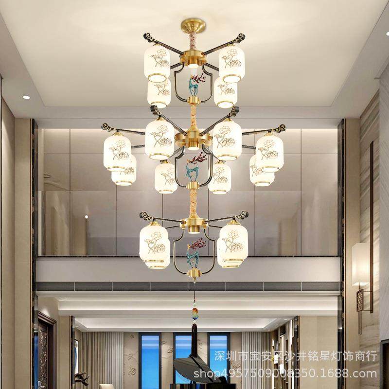 全式铜新楼式客厅吊灯BVM20中25新款中国风酒店别墅灯具大气复大