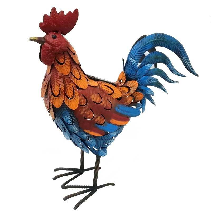 庭院铁仿真户外摆件艺彩色装饰花园动物母鸡雕塑创意工艺品公鸡