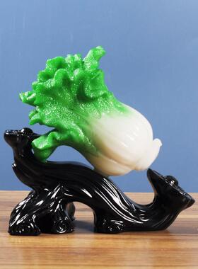 发财如意玉白菜摆件招财客厅办公室桌面装饰店铺乔迁开 业工艺礼
