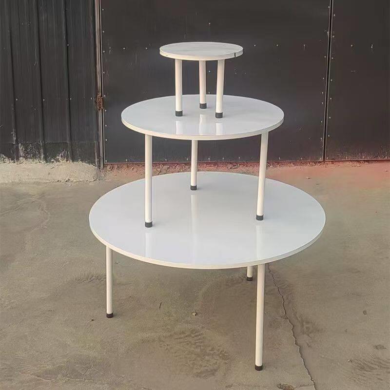 婚庆铁艺道具白色三层蛋糕桌婚礼甜品台桌布摆台生日派对布置装饰